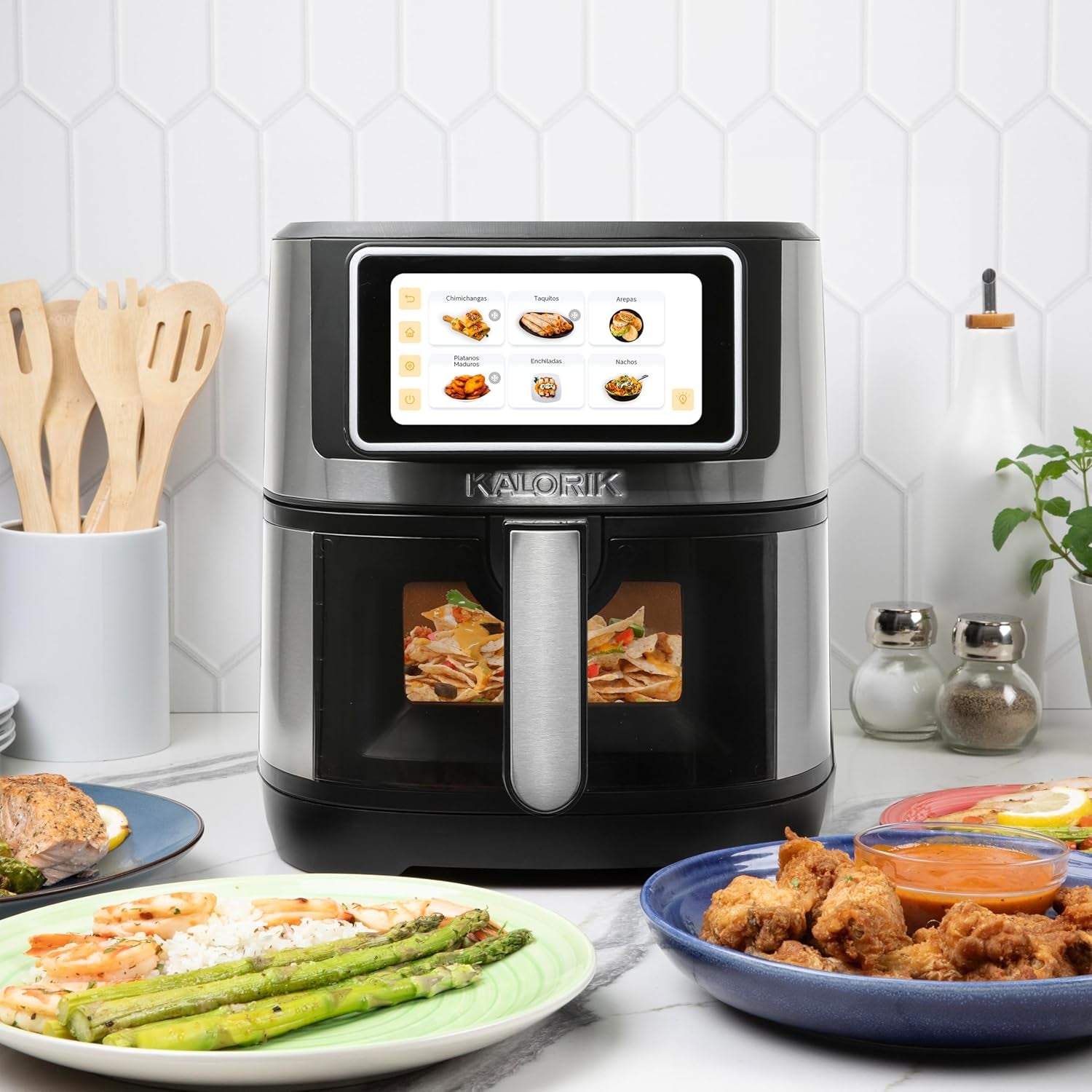 Air Fryer VIVID TOUCH Series 5 Quart Capacity with High-Resolution Touchscreen 202 Cooking Presets in 12 Food Categories with View Window, 1500-Watts, Stainless Steel