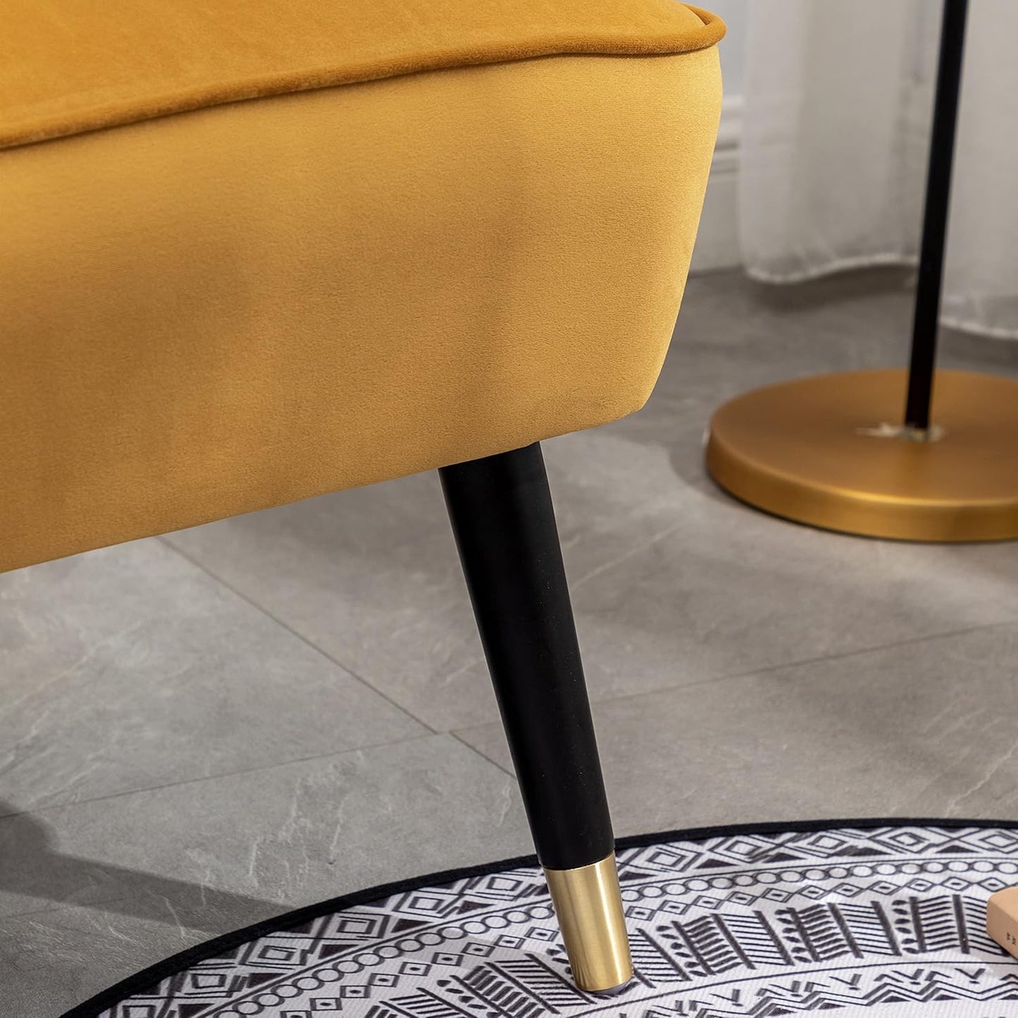 Elon Contemporary Velvet Upholstered Accent Chair, Gold