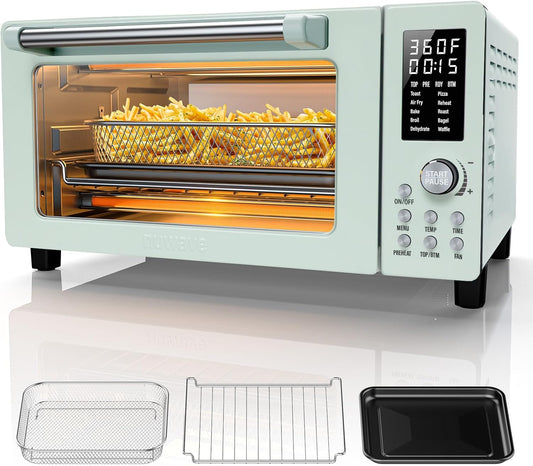Bravo Pro Smart 21QT Toaster Oven Air Fryer Combo, Convection Oven Countertop, 10 Functions All in 1, with Even & Quick Crisp Technology, 50-450°F, 1800W, Mint Green