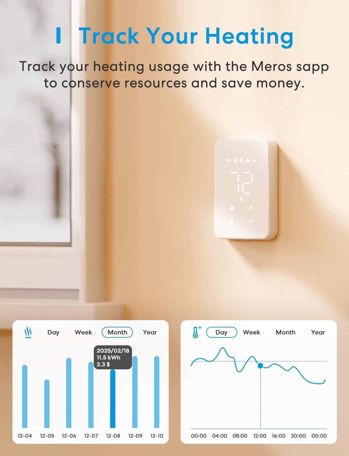 Matter Smart Thermostat for Electric Baseboard Heater, Works with Alexa, Homekit, Google, Smartthings, Programmable Wifi Thermostat for House, Energy Saving, App & Voice Control for Smart Home