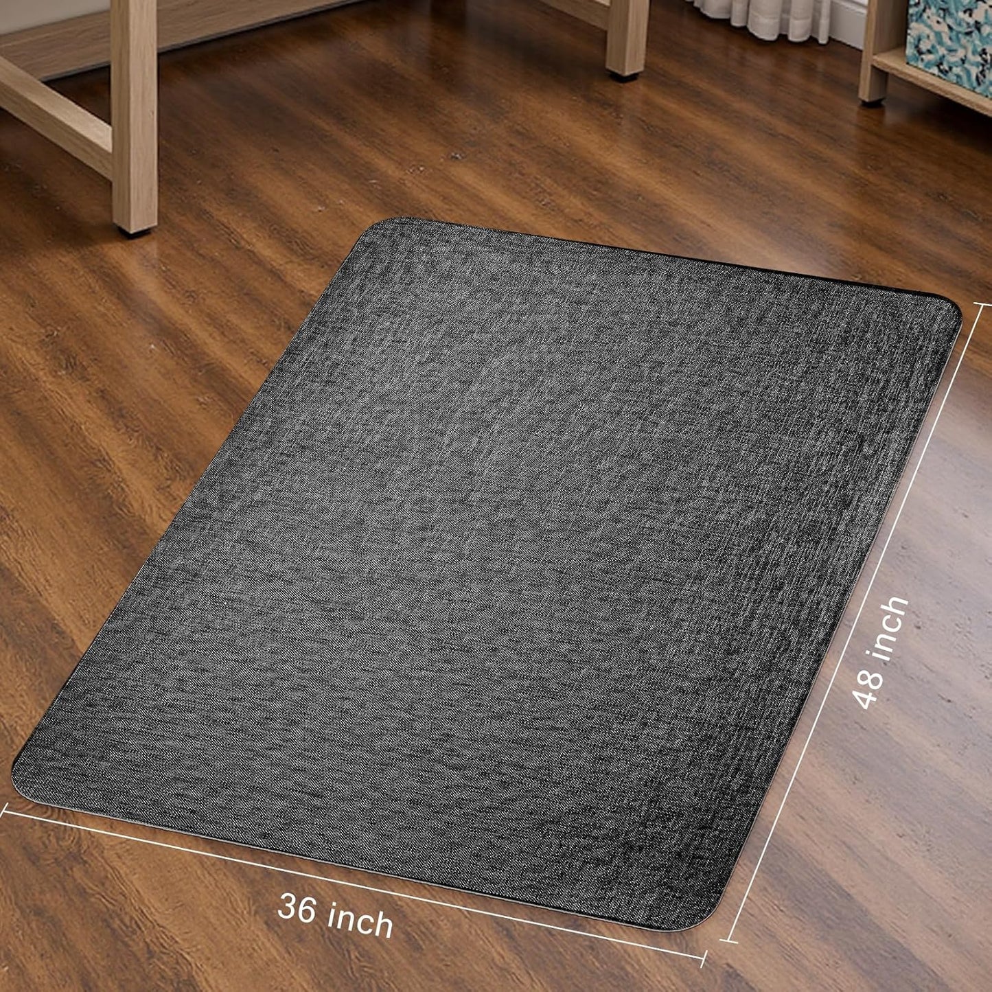 Office Chair Mat for Hardwood & Tile Floor, 36" X 48" Heavy Duty Computer Gaming Chair Mat for Rolling Chairs Non-Curve, Anti-Slip, Floor Protector for Home Office (Black)