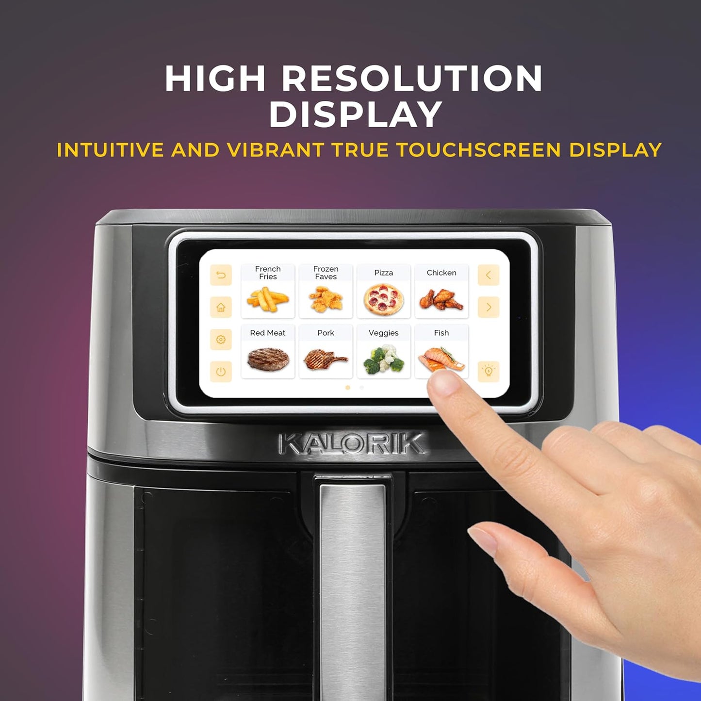 Air Fryer VIVID TOUCH Series 5 Quart Capacity with High-Resolution Touchscreen 202 Cooking Presets in 12 Food Categories with View Window, 1500-Watts, Stainless Steel