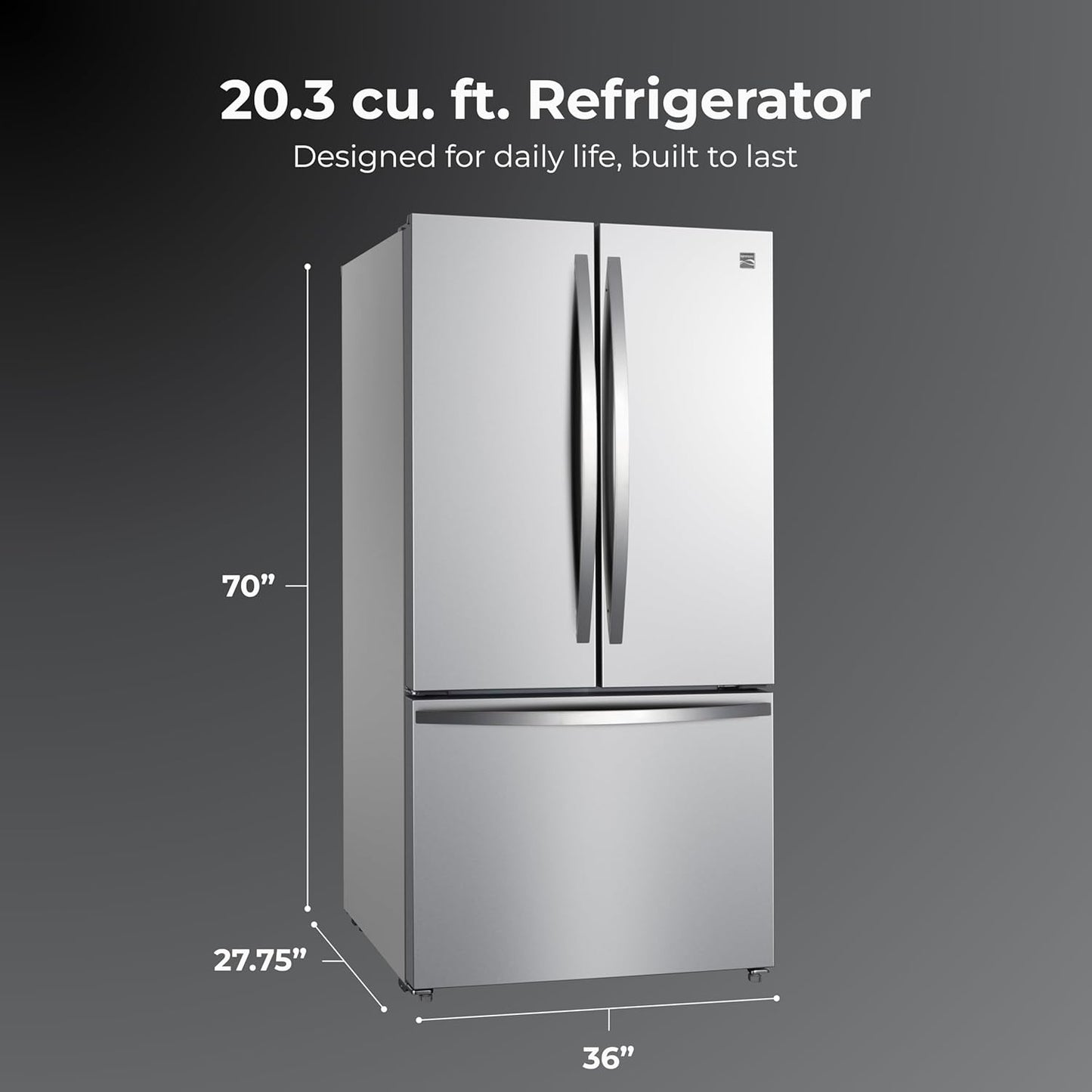 36" French Door Refrigerator with Freezer - Accela Chill, Adjustable Shelving, Humidity Controlled Crispers, ENERGY STAR Certified, 20.3 Cu. Ft. Capacity, Fingerprint Resistant Stainless Steel