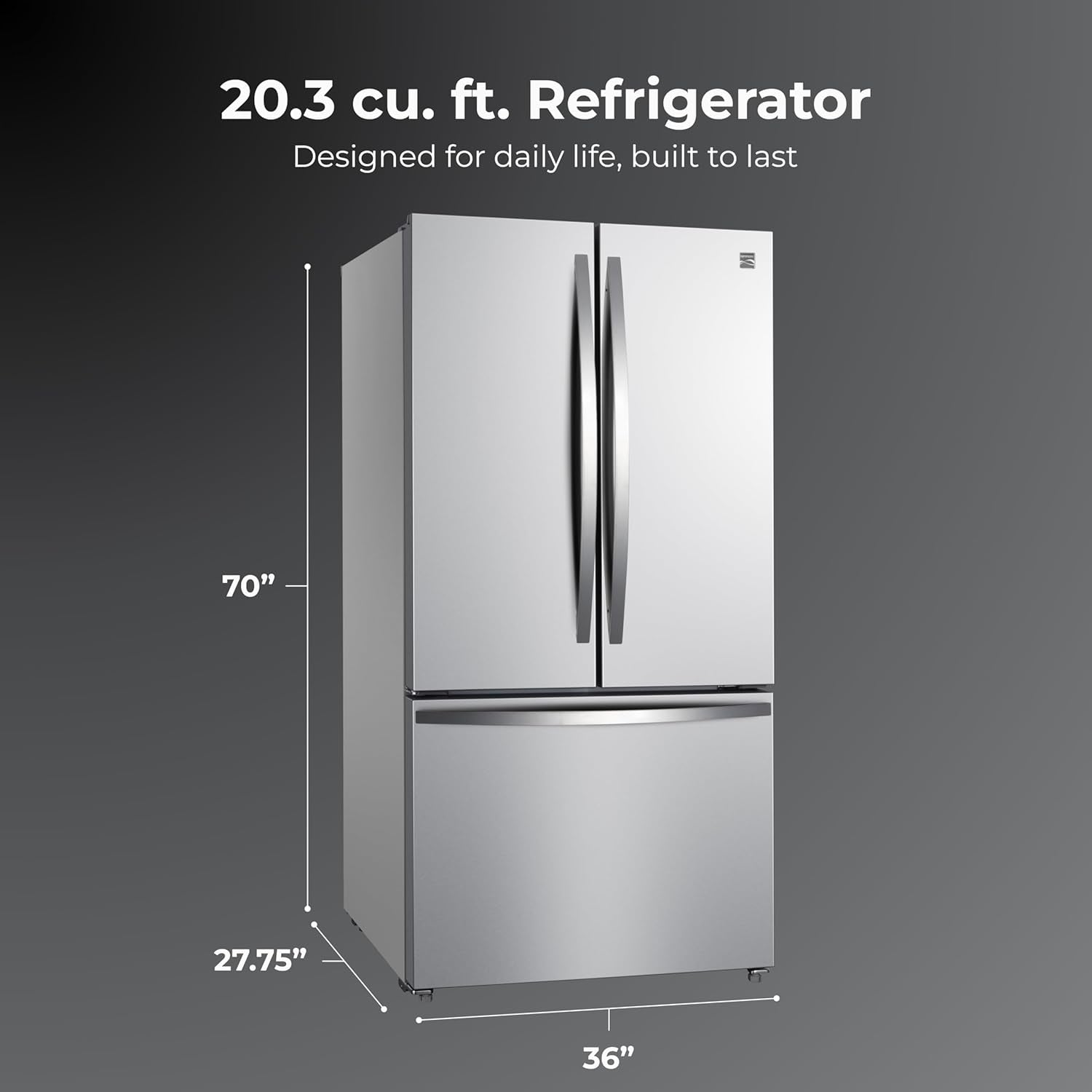 36" French Door Refrigerator with Freezer - Accela Chill, Adjustable Shelving, Humidity Controlled Crispers, ENERGY STAR Certified, 20.3 Cu. Ft. Capacity, Fingerprint Resistant Stainless Steel