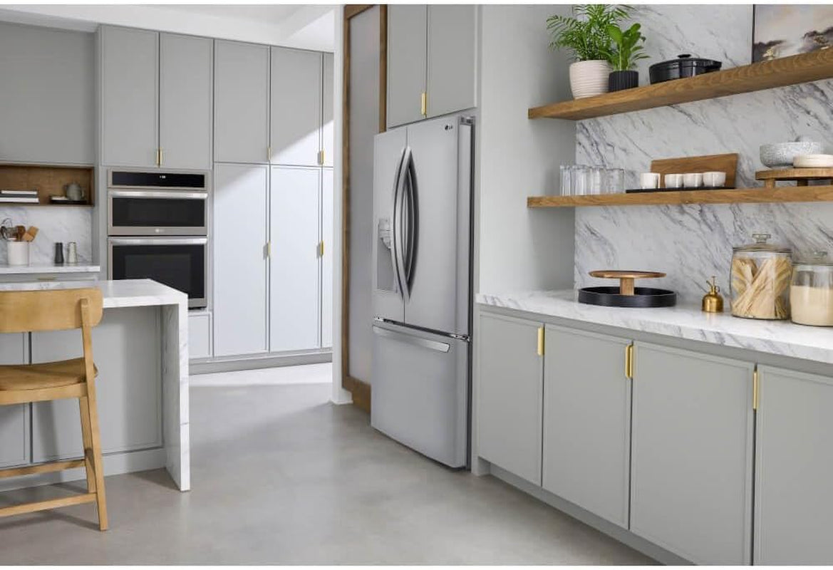 36 Inch Smart French Door Refrigerator with 28 Cu.Ft. Capacity, Wifi Enabled, Thinq Technology, Slim Spaceplus® Ice System, and ENERGY STAR® Qualified: Printproof™ Stainless Steel