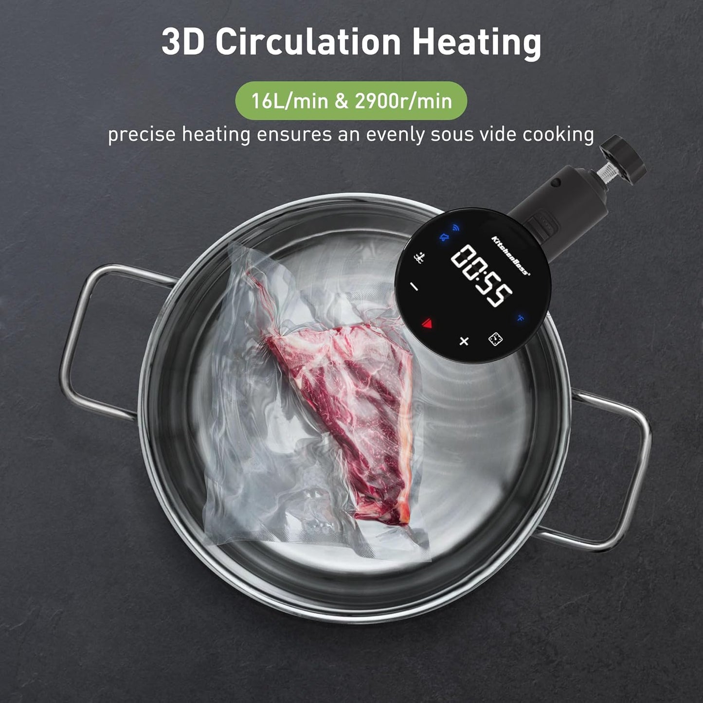 Wifi Sous Vide Cooker: Ultra-Quiet Sous Vide Machine Immersion Circulator APP Control 1100W, IPX7 Waterproof Sous Vide Precision Cooker Accurate Temperature Fast-Heating, Silver