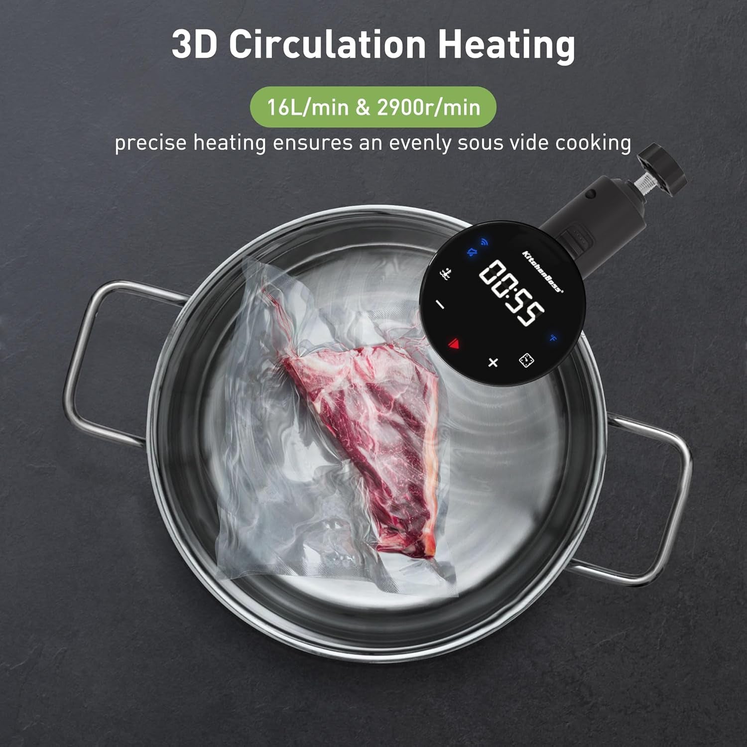 Wifi Sous Vide Cooker: Ultra-Quiet Sous Vide Machine Immersion Circulator APP Control 1100W, IPX7 Waterproof Sous Vide Precision Cooker Accurate Temperature Fast-Heating, Silver