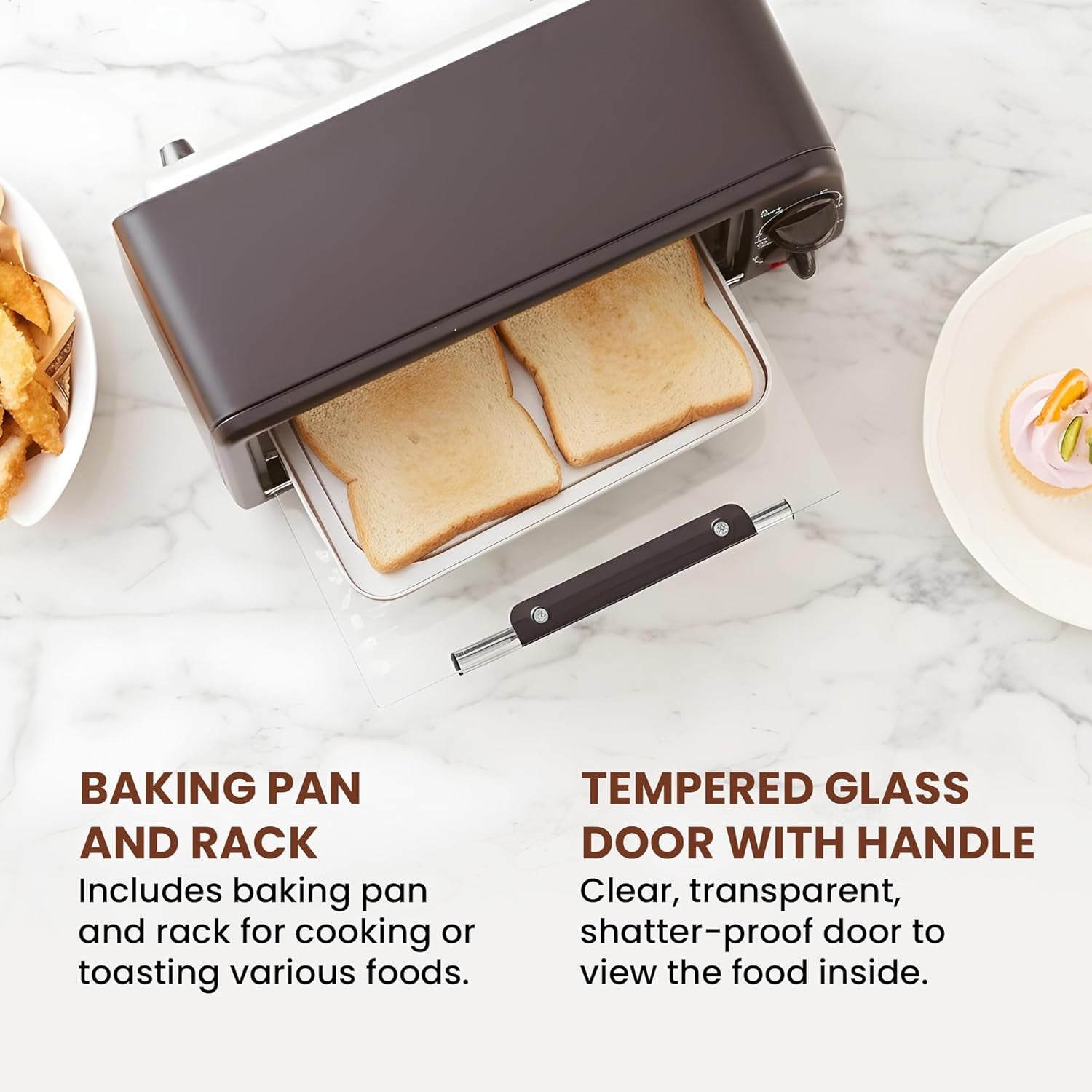 ETO236 Personal Compact 2 Slice Countertop Toaster Oven with 15 Minute Timer & Adjustable Temperature, Bake, Broil, & Toast, Black