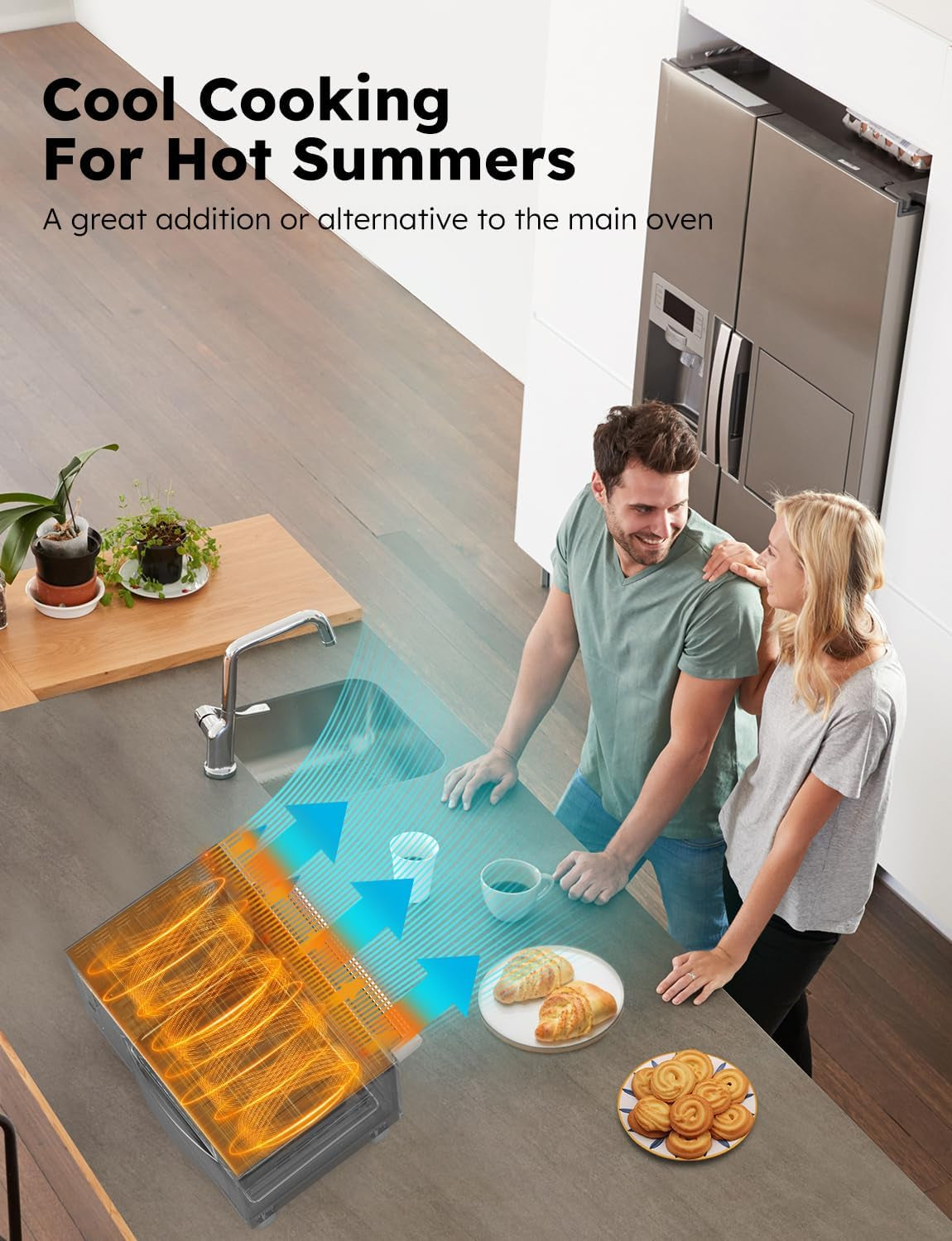 Bravo Pro Smart Toaster Oven Countertop, True Air Fryer Combo W/Improved 100% Convection, 35% Crispier, 112 Presets, Customizable Pizza Zones, Integrated Probe, PFAS Free, 30QT, Stainless Steel