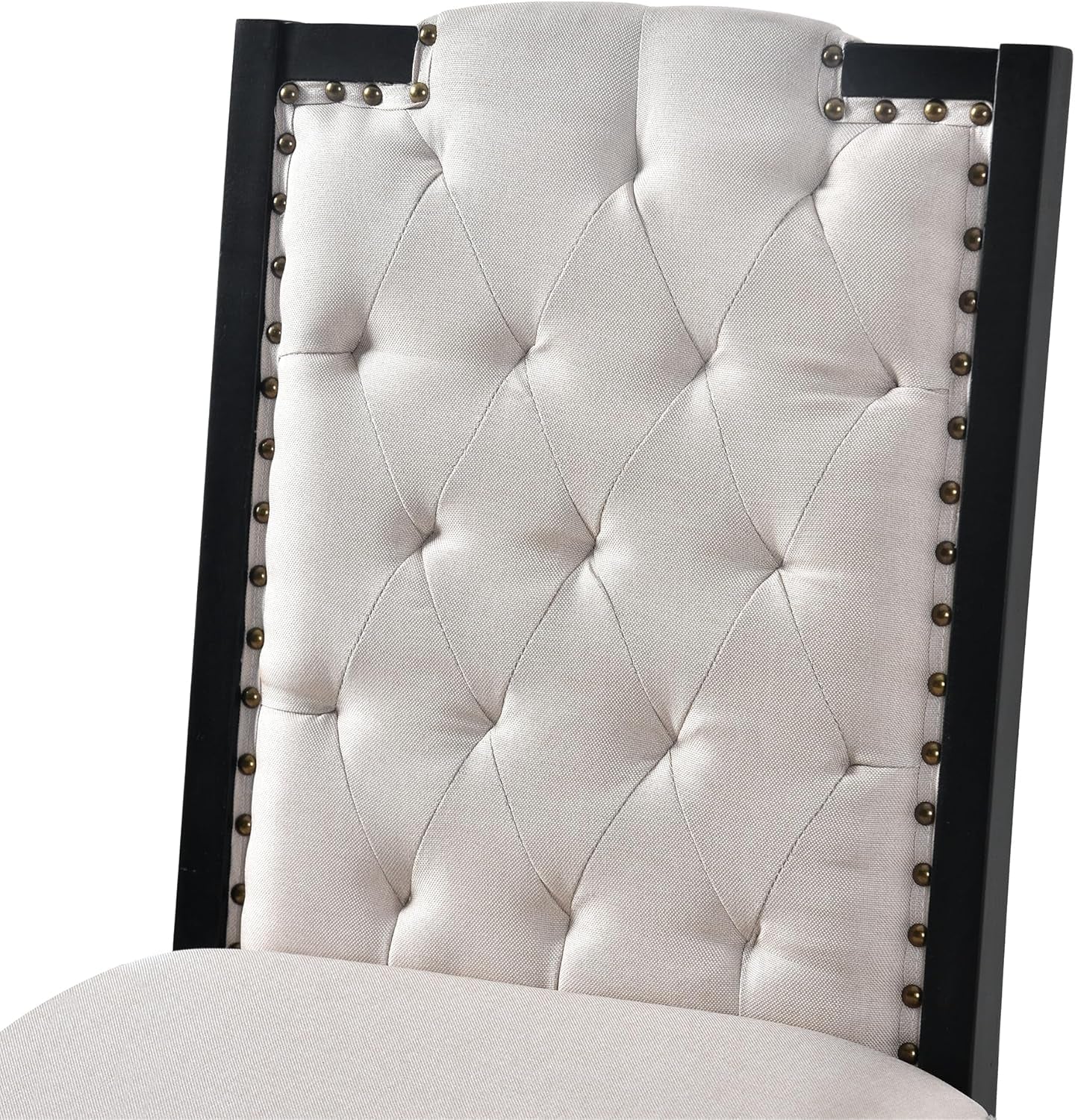 6-Piece Dining Table Set, 60" Solid Wood Rectangular Table with 4 Upholstered Chairs and 1 Bench, Modern Farmhouse for Kitchen Room, Black