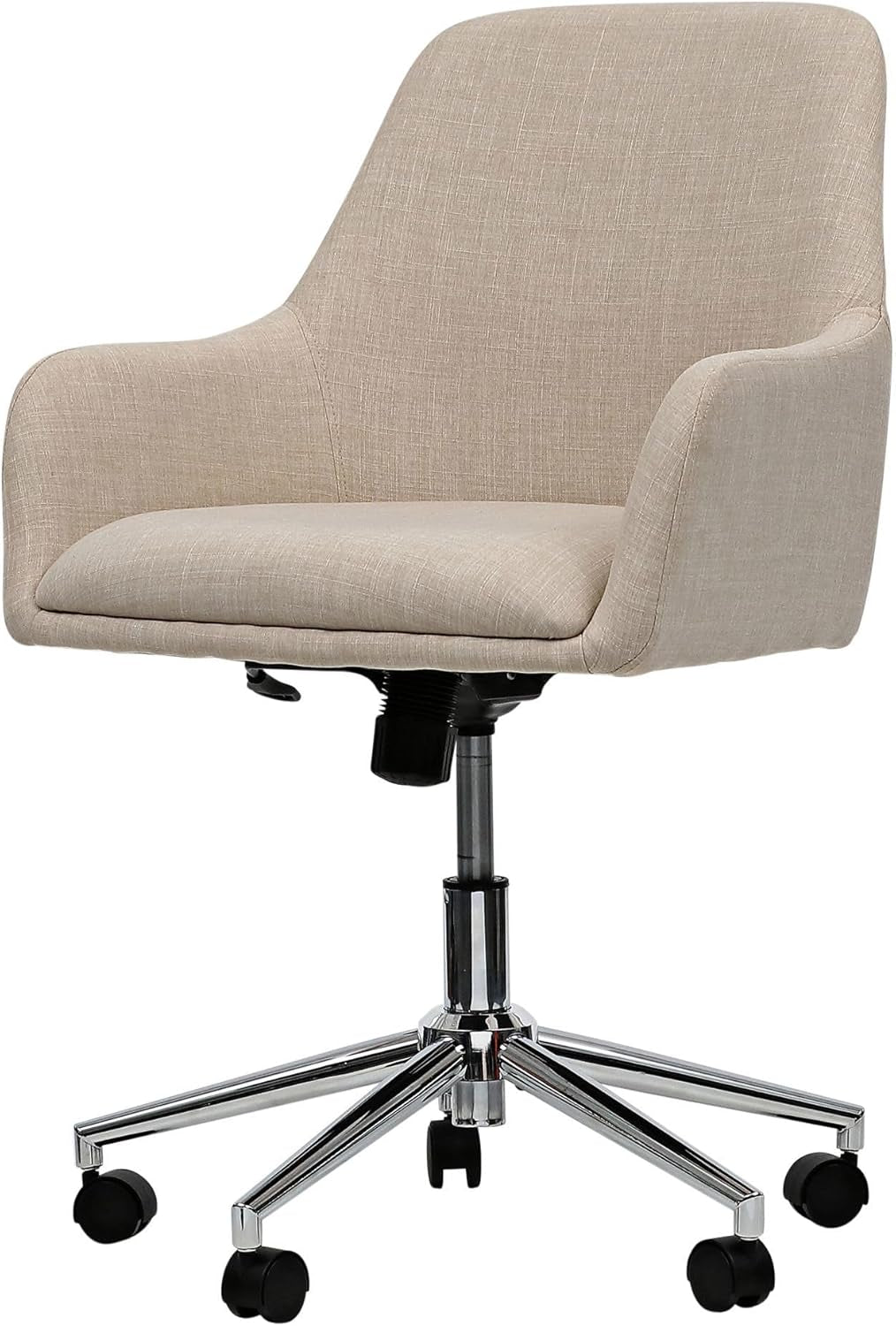 Workspace by  Mid-Century Task Chair, Supports up to 275 Lb, 18.9" to 22.24" Seat Height, Cream Seat, Cream Back