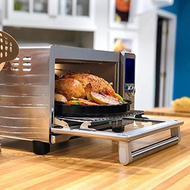 Bravo Air Fryer Toaster Smart Oven, 12-In-1 Countertop Convection, 30-QT XL Capacity, 50°-500°F Temperature Controls, Top and Bottom Heater Adjustments 0%-100%, Brushed Stainless Steel Look