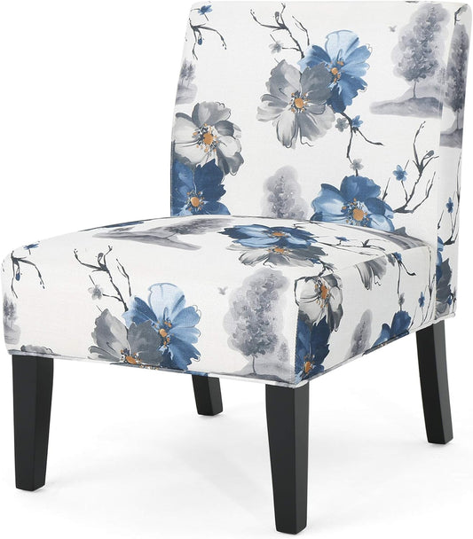 Kendal Traditional Fabric Accent Chair, Print, Matte Black, 22.5D X 29.5W X 32H In