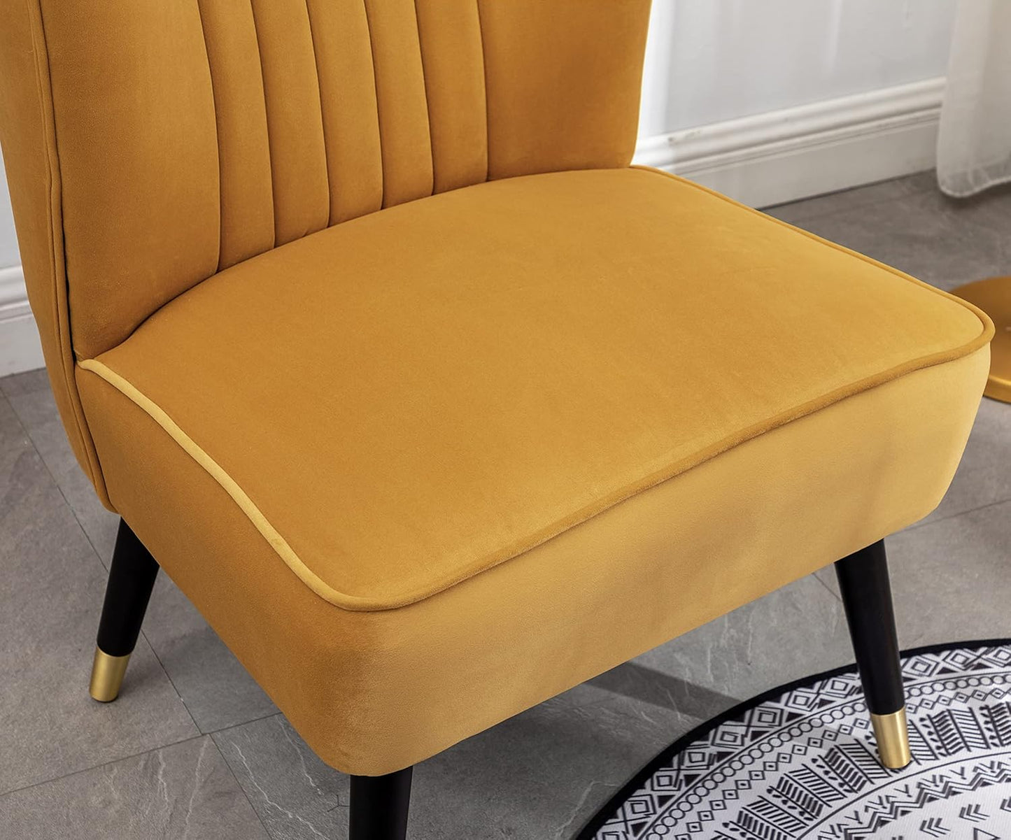 Elon Contemporary Velvet Upholstered Accent Chair, Gold