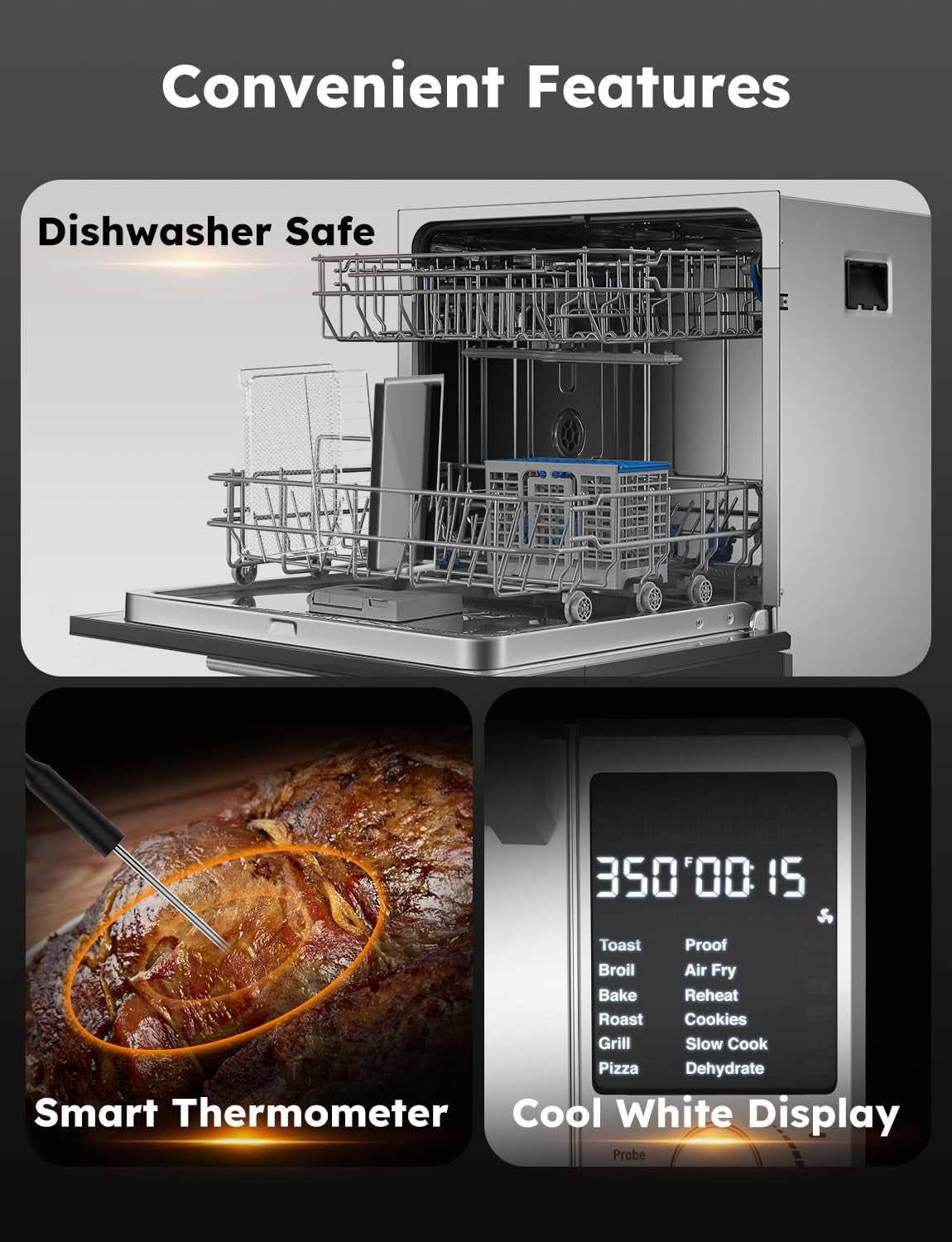 Bravo Pro Smart Toaster Oven Countertop, True Air Fryer Combo W/Improved 100% Convection, 35% Crispier, 112 Presets, Customizable Pizza Zones, Integrated Probe, PFAS Free, 30QT, Stainless Steel