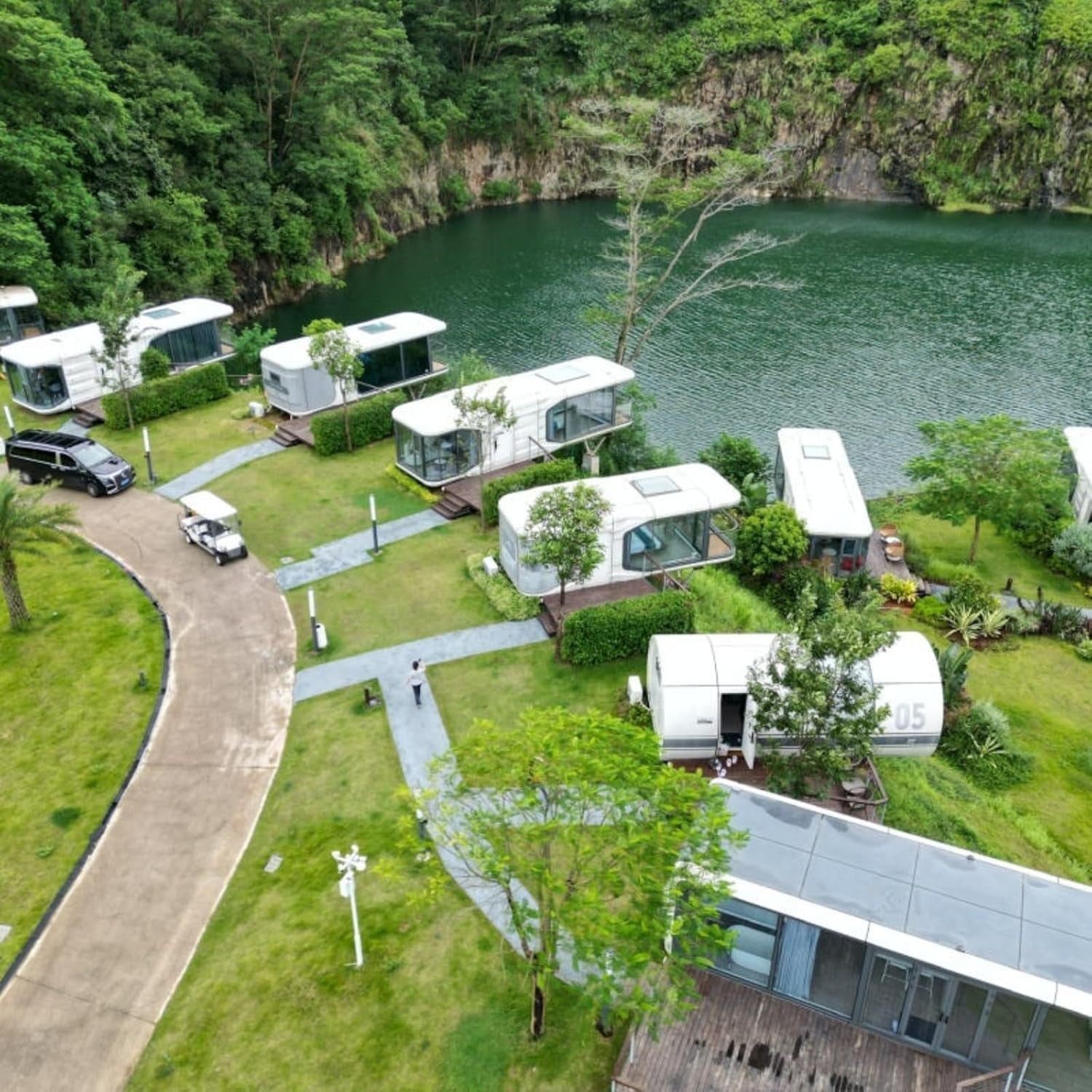 18FT Prefab Tiny Home, Container Movable House with 1 Bathroom, 1 Bedroom, Luxury Prefab Tiny House to Live in for Adults, Modular Guest Home, Office No Assembly Needed