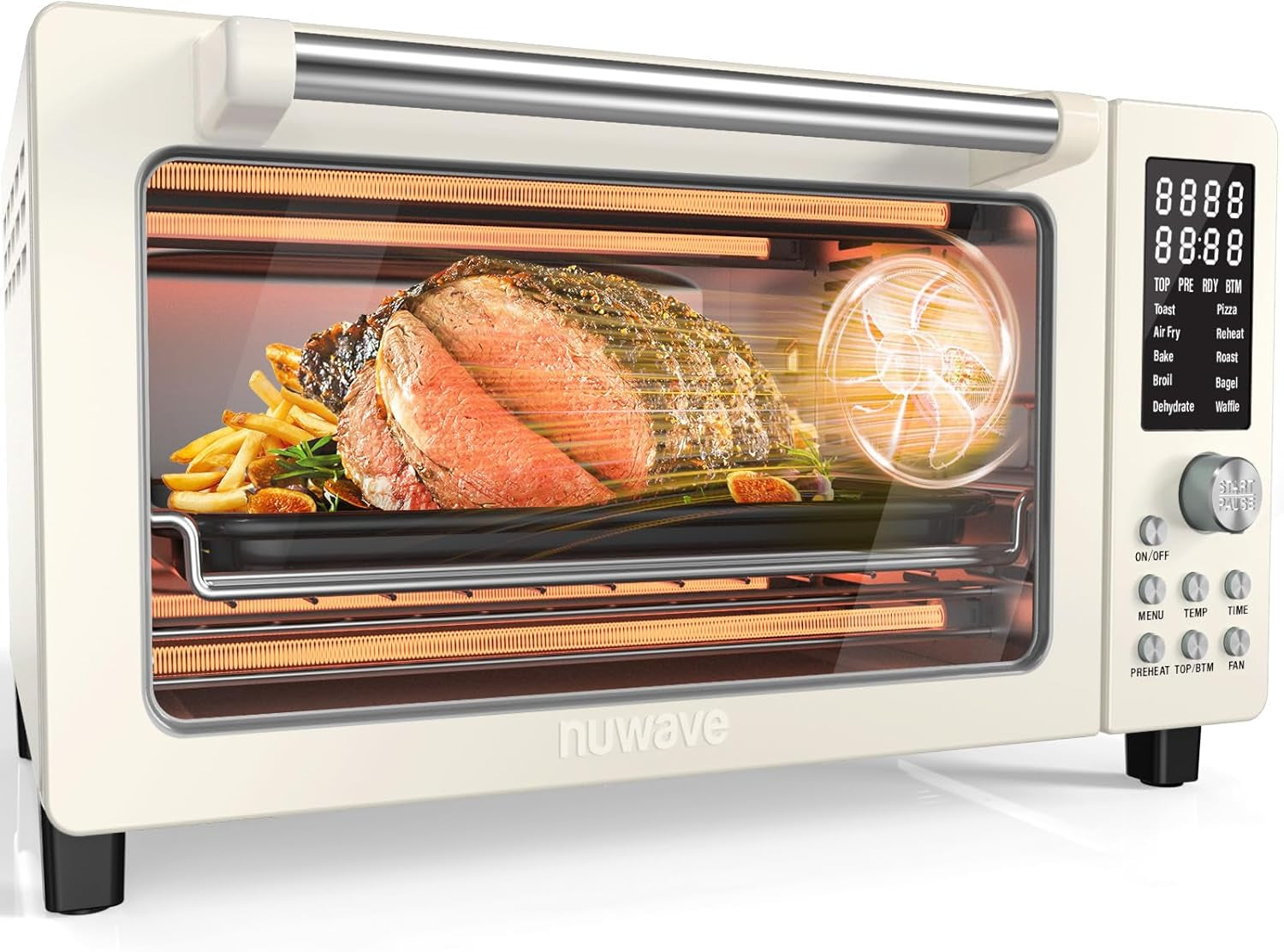 Bravo Pro Smart Air Fryer Toaster Oven Combo, Airfryer Convection Oven Countertop, 10-In-1 Functions with Quicker & Even Crisp Technology, 1800W, 50-450°F, Pfas-Free, 21QT, Vanilla Cream
