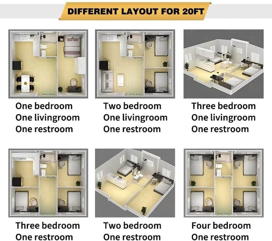 Portable Tiny House 20FT/40FT – Expandable Foldable Prefab Home with 1-3 Bedrooms, Full Bathroom & Kitchen | Modular Container House for Living, Office, or Small Shop