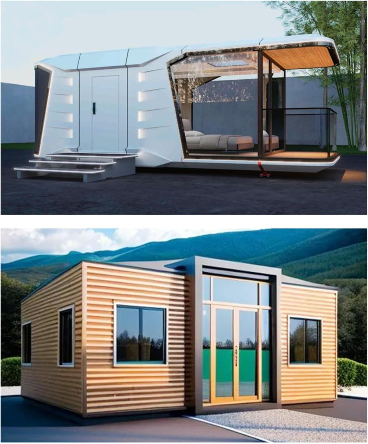 Prefab Tiny Homes for Sale | Expandable Foldable Modular Container Home with Bedroom, Bathroom & Kitchen, Portable Prefabricated Tiny Houses to Live in for Adults, Backyard Guest or Vacation Cabin