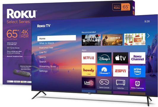 Smart TV 2025 – 65-Inch Select Series, 4K HDR TV – tv with Enhanced Voice Remote – Flat Screen LED Television with Wi-Fi for Streaming Live Local News, Sports, Family Entertainment