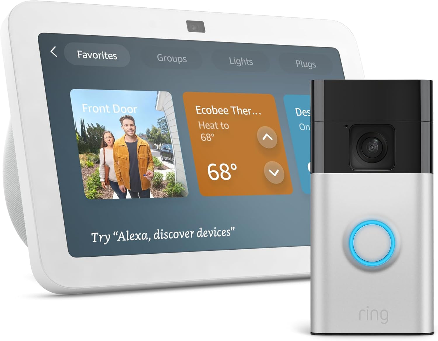Echo Show 8 with Ring Battery Doorbell (Newest Model), with Alexa+ Early Access