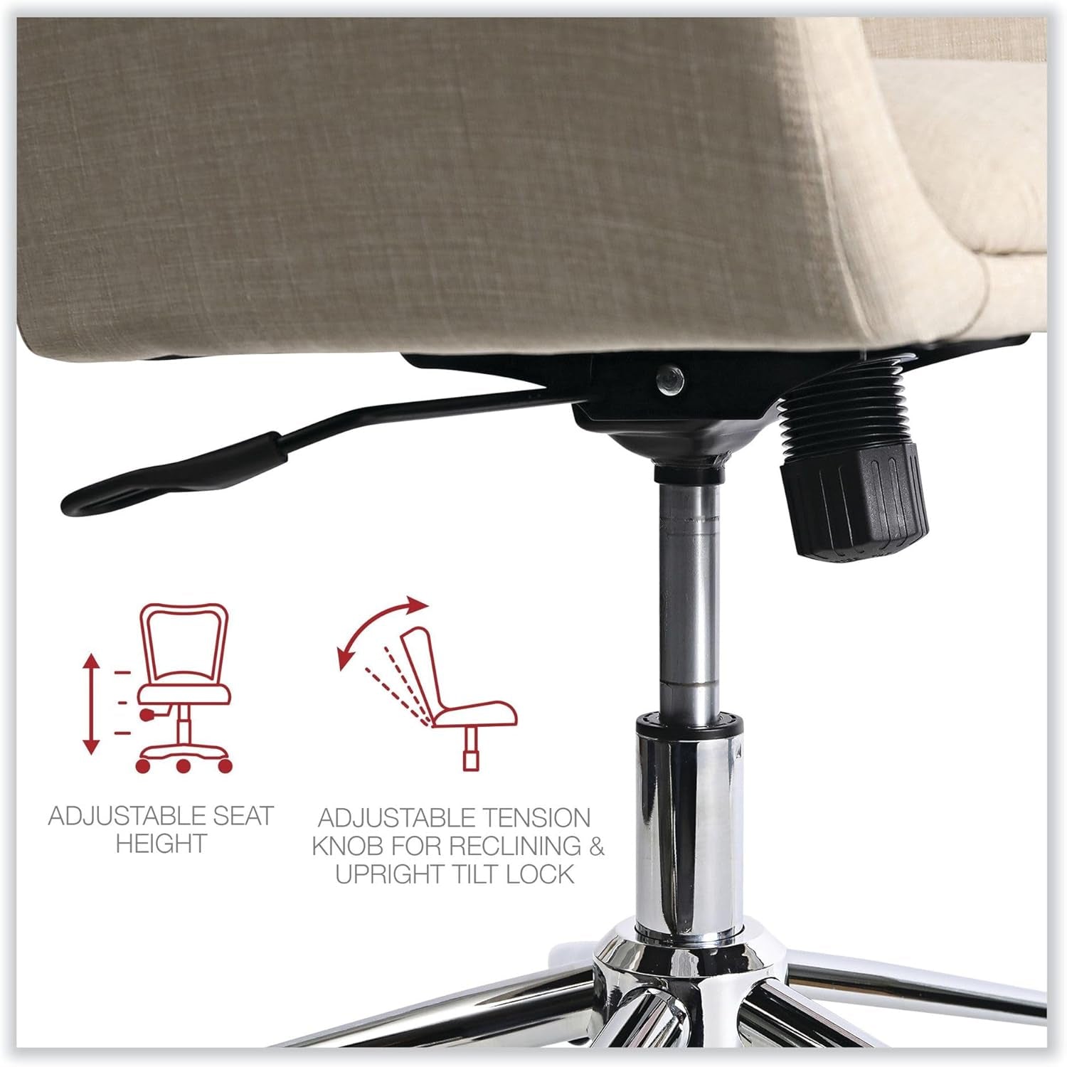 Workspace by  Mid-Century Task Chair, Supports up to 275 Lb, 18.9" to 22.24" Seat Height, Cream Seat, Cream Back