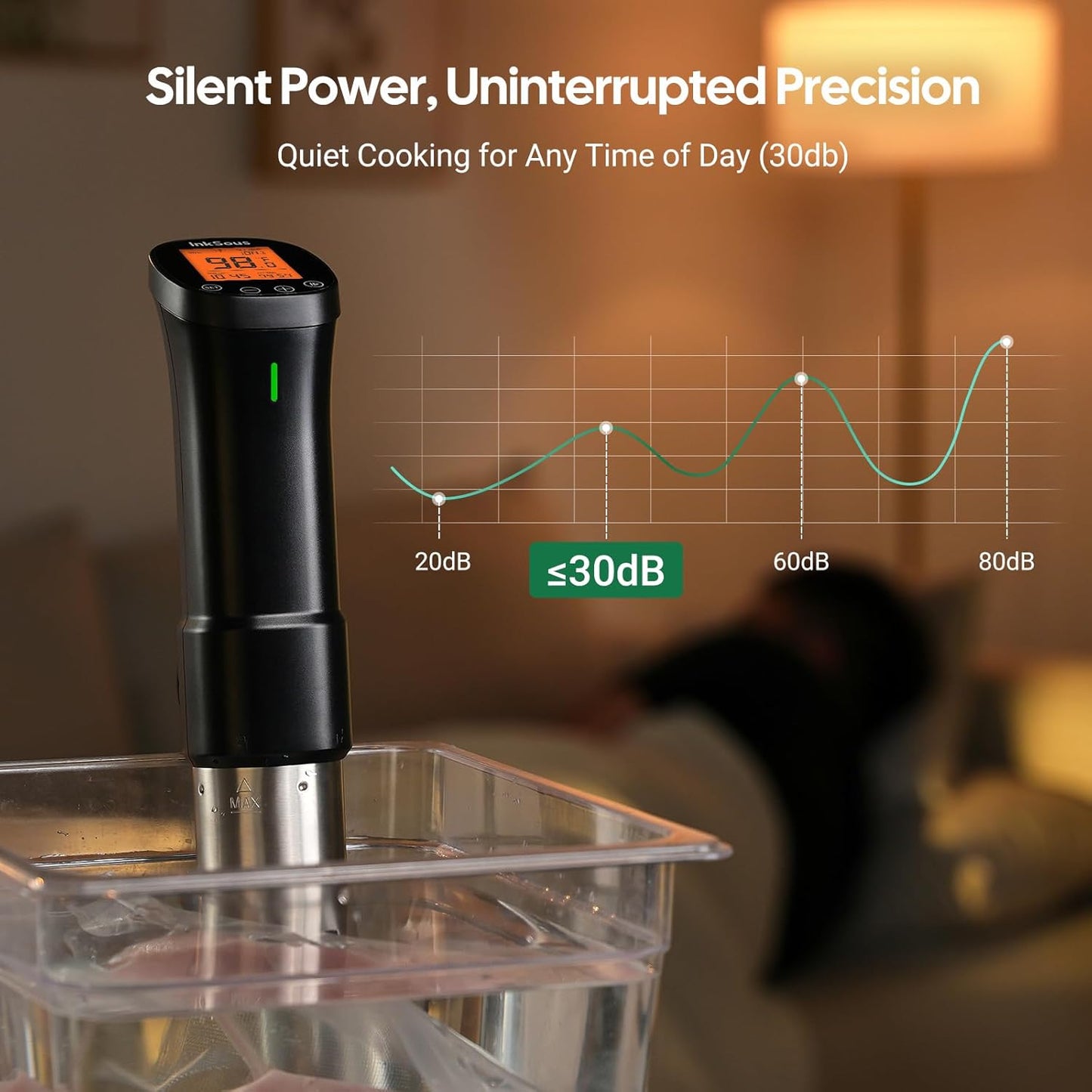 WIFI 2.4G Sous Vide Cooker 1000W Immersion Circulator with APP 14 Recipes,Alarm,Calibration & Timer, 3D Water Fast Heating Ultra-Quiet Sous Vide Machine