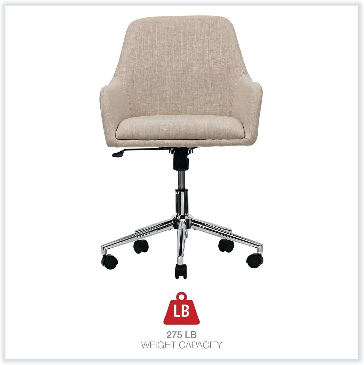Workspace by  Mid-Century Task Chair, Supports up to 275 Lb, 18.9" to 22.24" Seat Height, Cream Seat, Cream Back