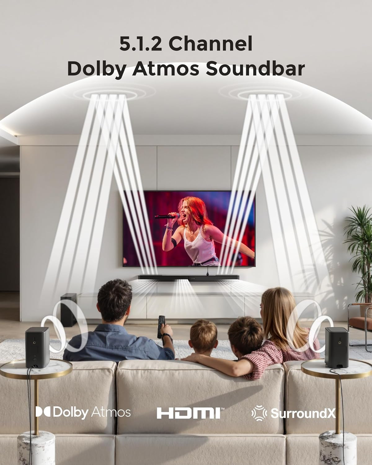 5.1.2Ch Sound Bar with Dolby Atmos, Surround Sound System for TV with 2 Surround Speakers, Sound Bar for Smart TV, Soundbar for Home Theater, BT 5.4, HDMI Earc, Skywave F40 (New, 2025 Model)