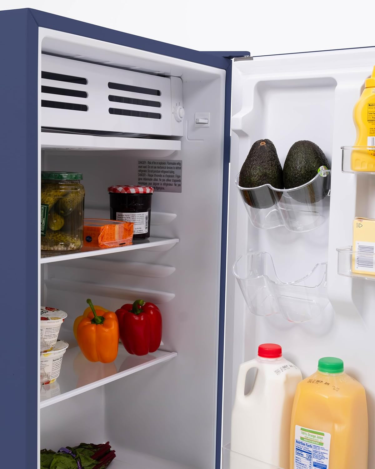 Mini Refrigerator, Compact Freezer Compartment, Adjustable Thermostat Control, Reversible Door, Contemporary Series, 4.5 Cu Ft, Blue