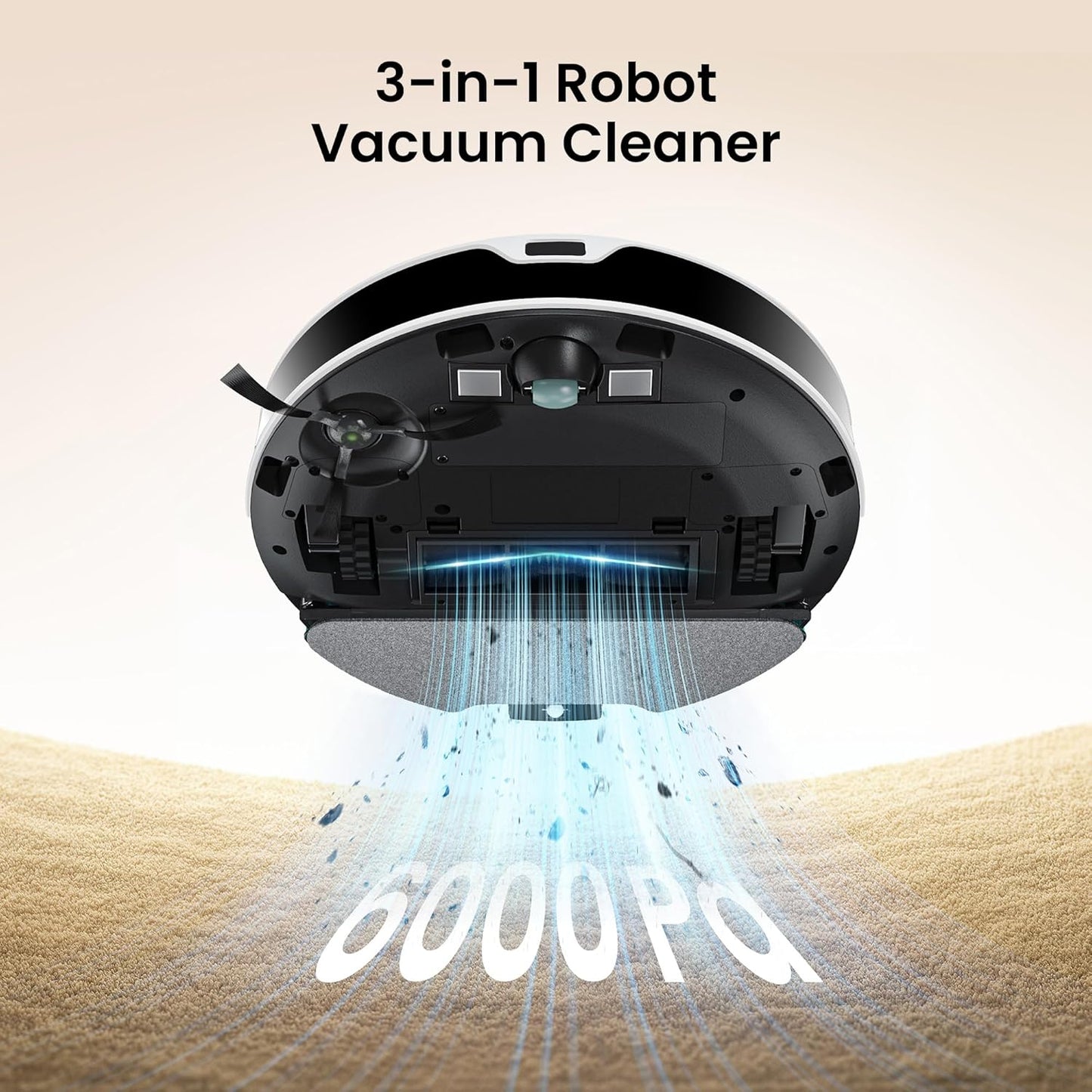 M350 Robot Vacuum and Mop Combo, 40-Day Self-Emptying, 190° PSD Obstacle Avoidance,6000Pa Suction，Quiet,Smart Navigation,Self-Charging, for Hard Floor, Carpet, Pet Hair,150 Min Runtime.White