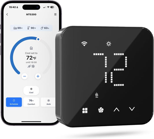 Smart Thermostat for Home, Wifi Thermostat Works with Matter, Alexa, Apple Home, Google Assistant, App & Voice Control, 7X24H Scheduling, Energy Saving, C-Wire Required