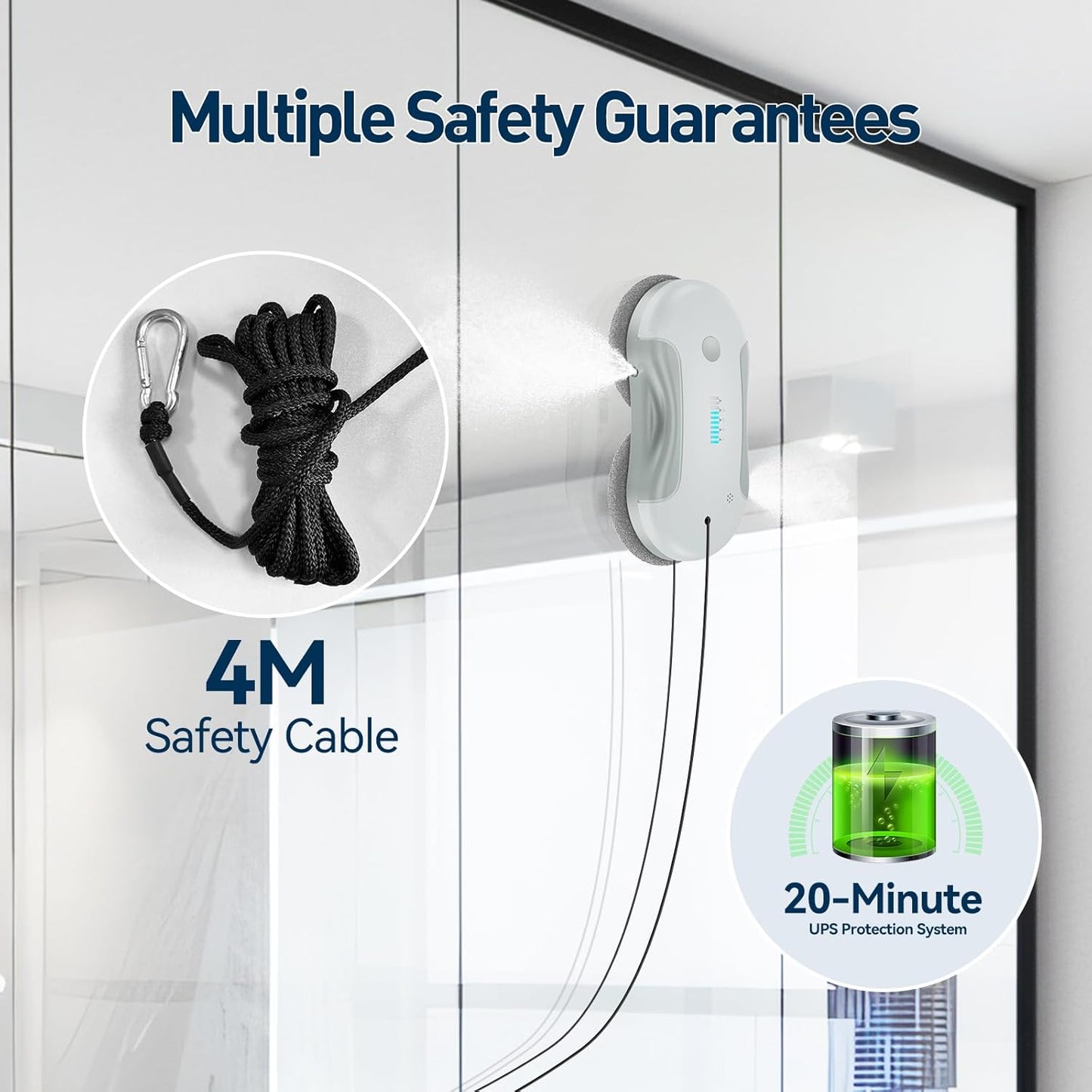 Window Cleaning Robot, 5800Pa Intelligent Window Cleaner Robot with 80Ml Dual Water Spray, with Path Planning and Edge Detection for Interior/Exterior Highrise Windows