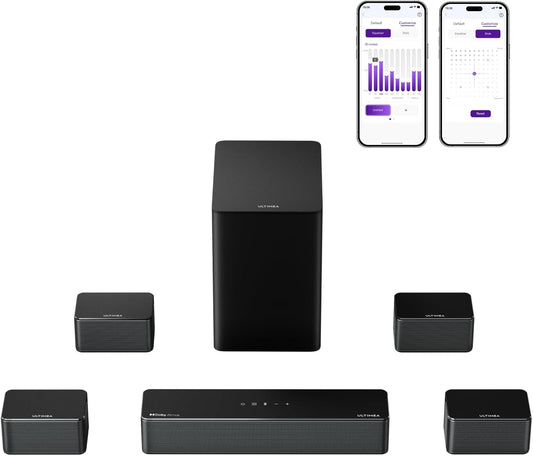 7.1 Surround Sound System for TV with Dolby Atmos, 460W Sound Bar for TV with 6.5" Subwoofer, APP Control, 4 Wired Surround Speakers, Home Theater Sound System, Poseidon D80 (2025 Upgrade)