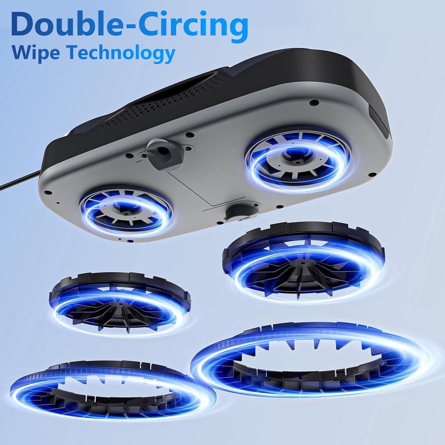 W5 Window Cleaning Robot, Dual Direction Auto-Spray Smart Window Cleaner with Triple Safety System, Smart Navigation, Remote Control, for All Smooth Surfaces, with 8 Rags, Black