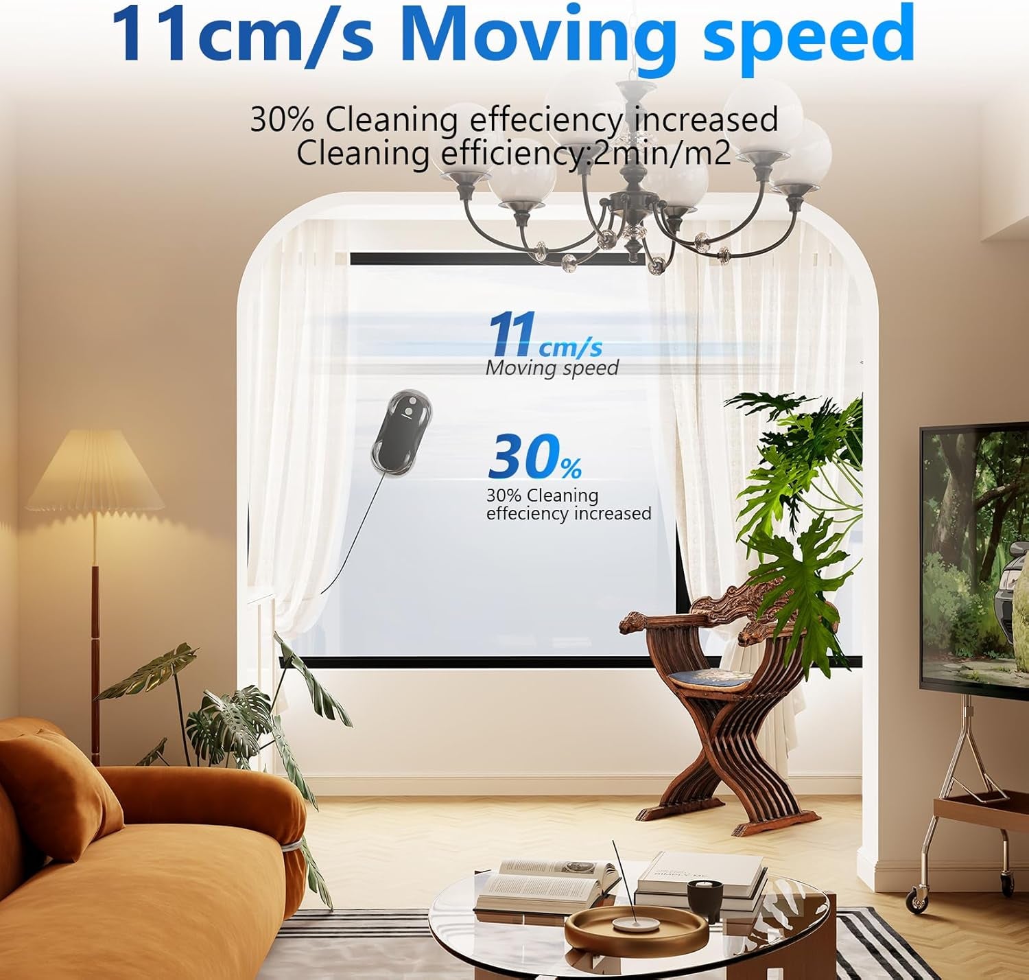 W5 Window Cleaning Robot, Dual Direction Auto-Spray Smart Window Cleaner with Triple Safety System, Smart Navigation, Remote Control, for All Smooth Surfaces, with 8 Rags, Black