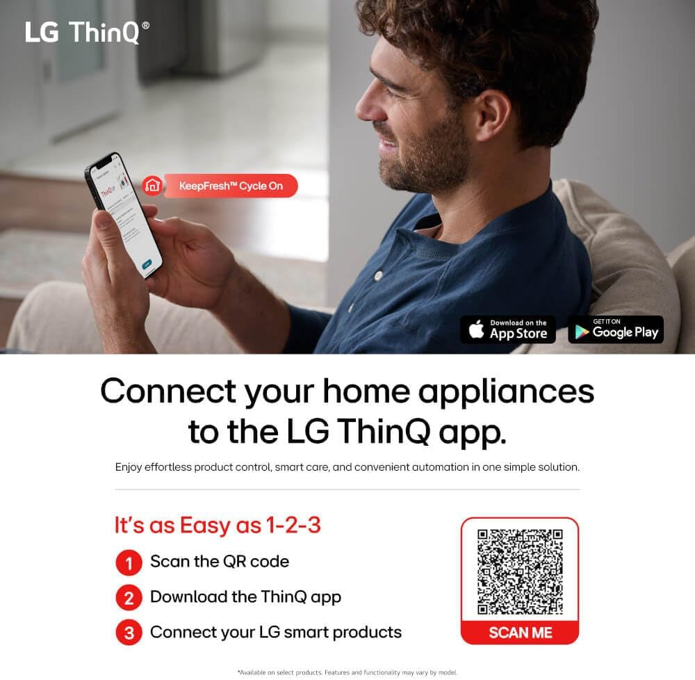 36 Inch Smart French Door Refrigerator with 28 Cu.Ft. Capacity, Wifi Enabled, Thinq Technology, Slim Spaceplus® Ice System, and ENERGY STAR® Qualified: Printproof™ Stainless Steel