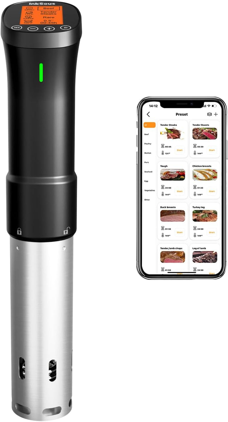 WIFI 2.4G Sous Vide Cooker 1000W Immersion Circulator with APP 14 Recipes,Alarm,Calibration & Timer, 3D Water Fast Heating Ultra-Quiet Sous Vide Machine