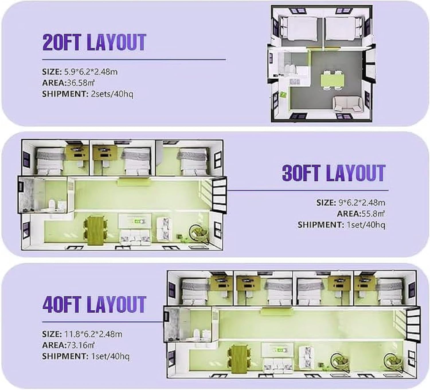 Prefab Tiny Homes for Sale | Expandable Foldable Modular Container Home with Bedroom, Bathroom & Kitchen, Portable Prefabricated Tiny Houses to Live in for Adults, Backyard Guest or Vacation Cabin