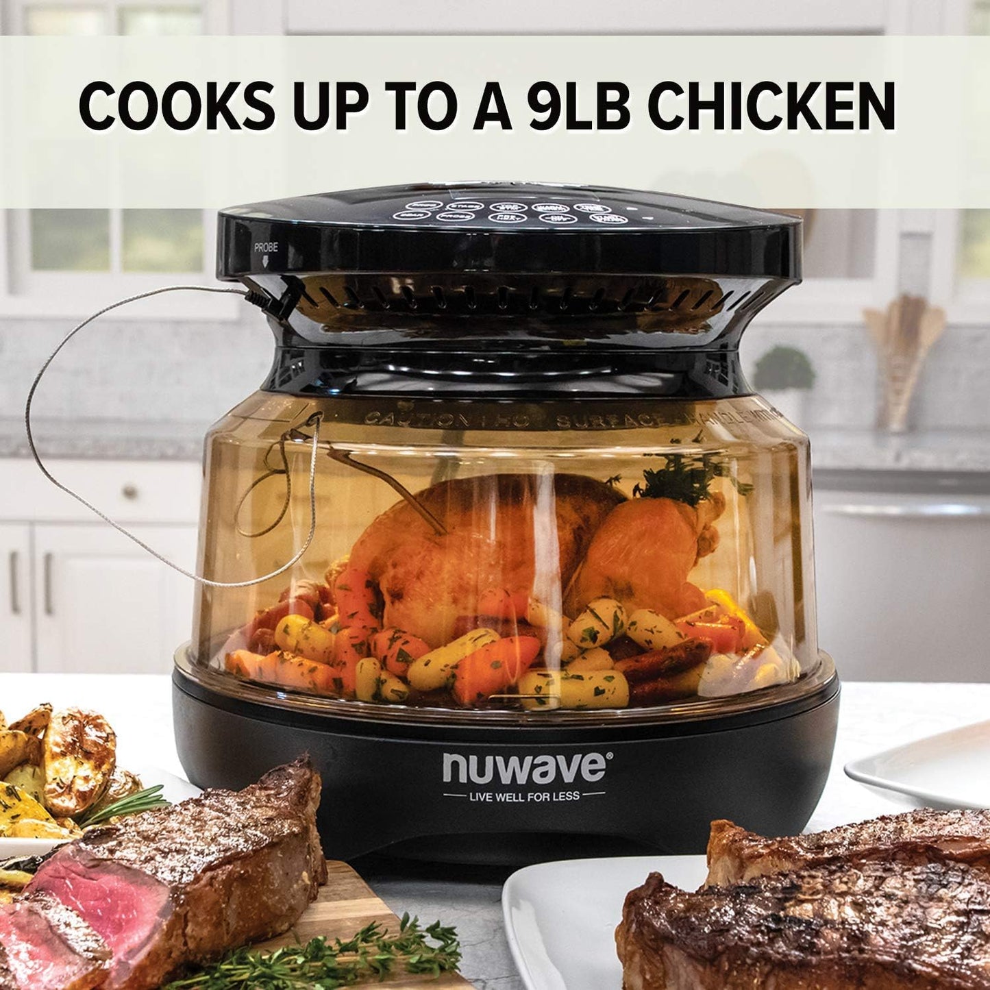 Primo Grill Oven PFAS Free Countertop Oven with Convection Top & Grill Bottom, Smart Thermometer, Perfect for Cooking Frozen or Fresh with Surround Heat for Flawless Results