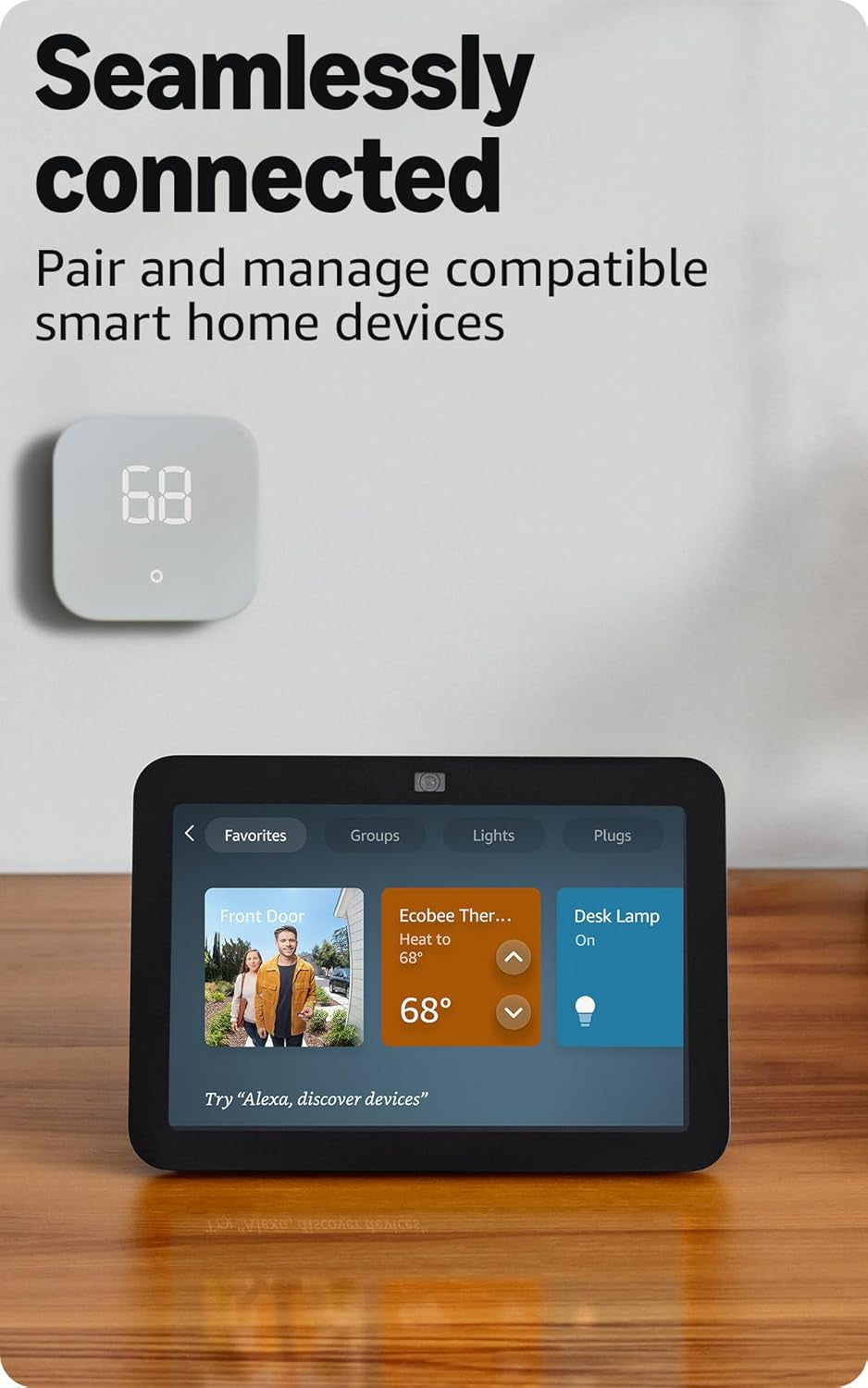 Like-New  Echo Show 8, with Spatial Audio, Smart Home Hub, Ideal for Open Living Spaces, Includes Alexa, Charcoal
