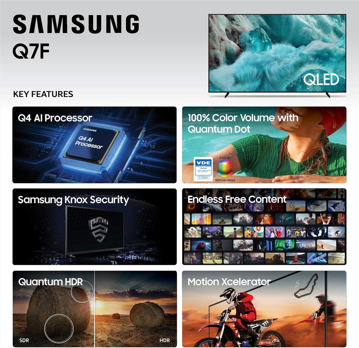 75-Inch Class QLED Q7F Series  Vision AI Smart TV (2025 Model, 75Q7F) Quantum HDR, Object Tracking Sound Lite, Q4 AI Gen1 Processor, 4K Upscaling, Gaming Hub, Alexa Built-In