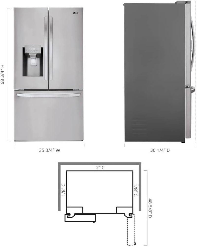 36 Inch Smart French Door Refrigerator with 28 Cu.Ft. Capacity, Wifi Enabled, Thinq Technology, Slim Spaceplus® Ice System, and ENERGY STAR® Qualified: Printproof™ Stainless Steel