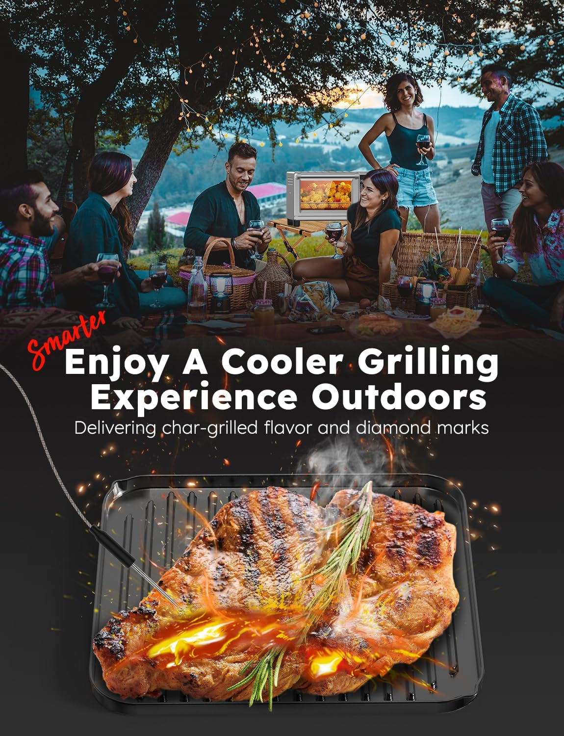 Bravo XL Pro Air Fryer Toaster Oven with Grill Combo, 2025 New Ultra-Fast Convection System, 35% Crispier, 2X More Even, 142 Presets, 50-500F, Smarter Probe, PFAS Free, 30QT, Stainless Steel