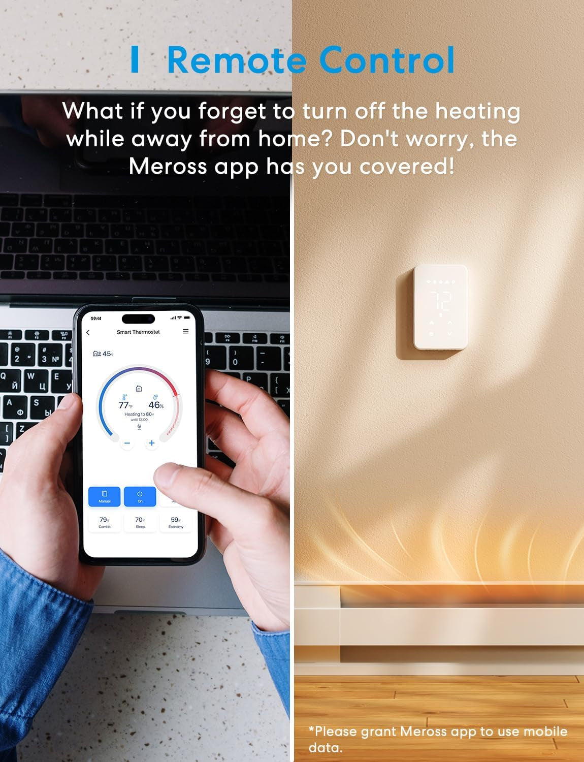 Matter Smart Thermostat for Electric Baseboard Heater, Works with Alexa, Homekit, Google, Smartthings, Programmable Wifi Thermostat for House, Energy Saving, App & Voice Control for Smart Home