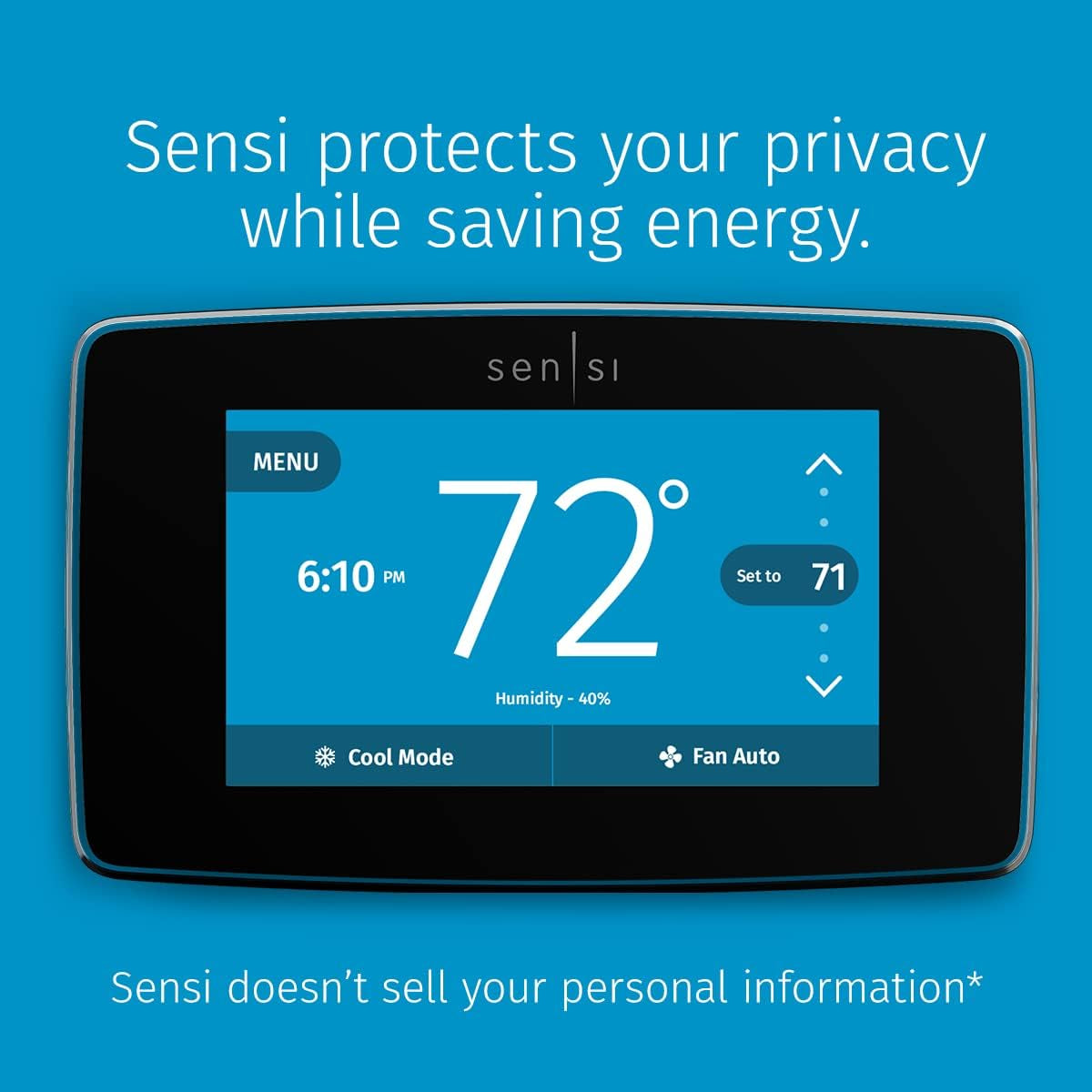 Sensi Touch Wi-Fi Smart Thermostat with Touchscreen Color Display, Works with Alexa, Energy Star Certified, C-Wire Required, ST75 Black 5.625" X 3.4" X 1.17"