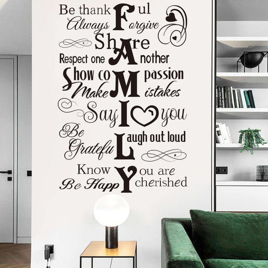Family Saying Wall Art Stickers Inspirational Quotes Wall Decals Living Room Bedroom Home Decor