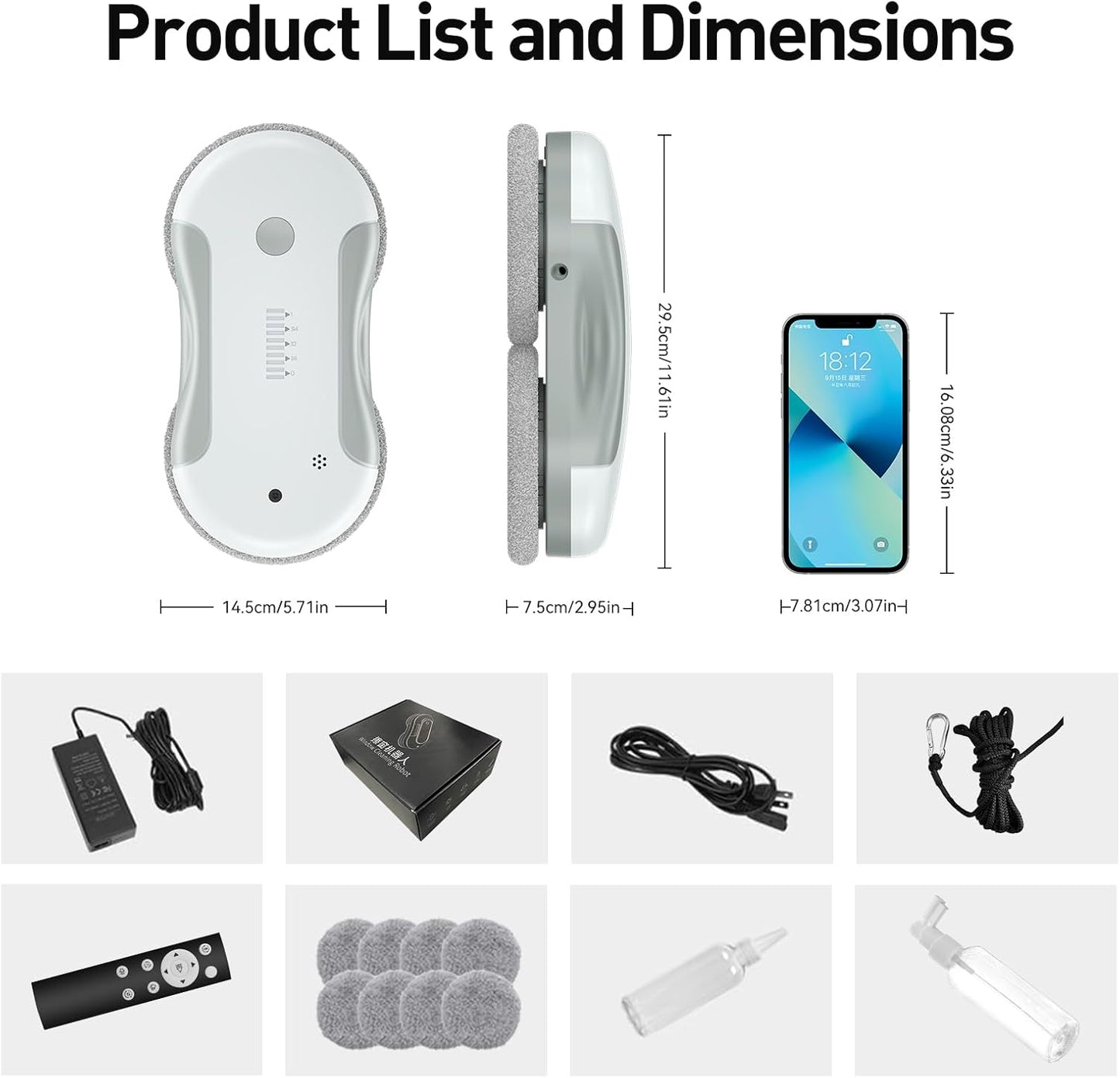 Window Cleaning Robot, 5800Pa Intelligent Window Cleaner Robot with 80Ml Dual Water Spray, with Path Planning and Edge Detection for Interior/Exterior Highrise Windows