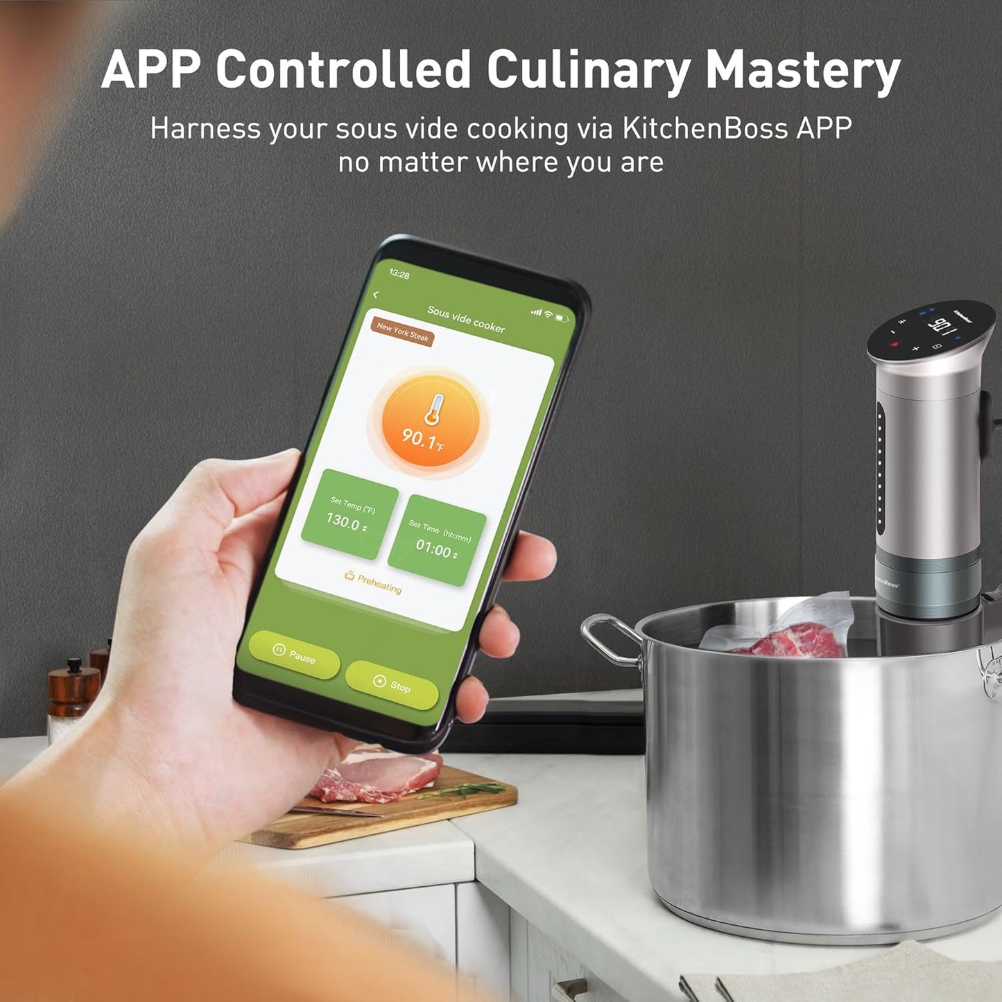 Wifi Sous Vide Cooker: Ultra-Quiet Sous Vide Machine Immersion Circulator APP Control 1100W, IPX7 Waterproof Sous Vide Precision Cooker Accurate Temperature Fast-Heating, Silver